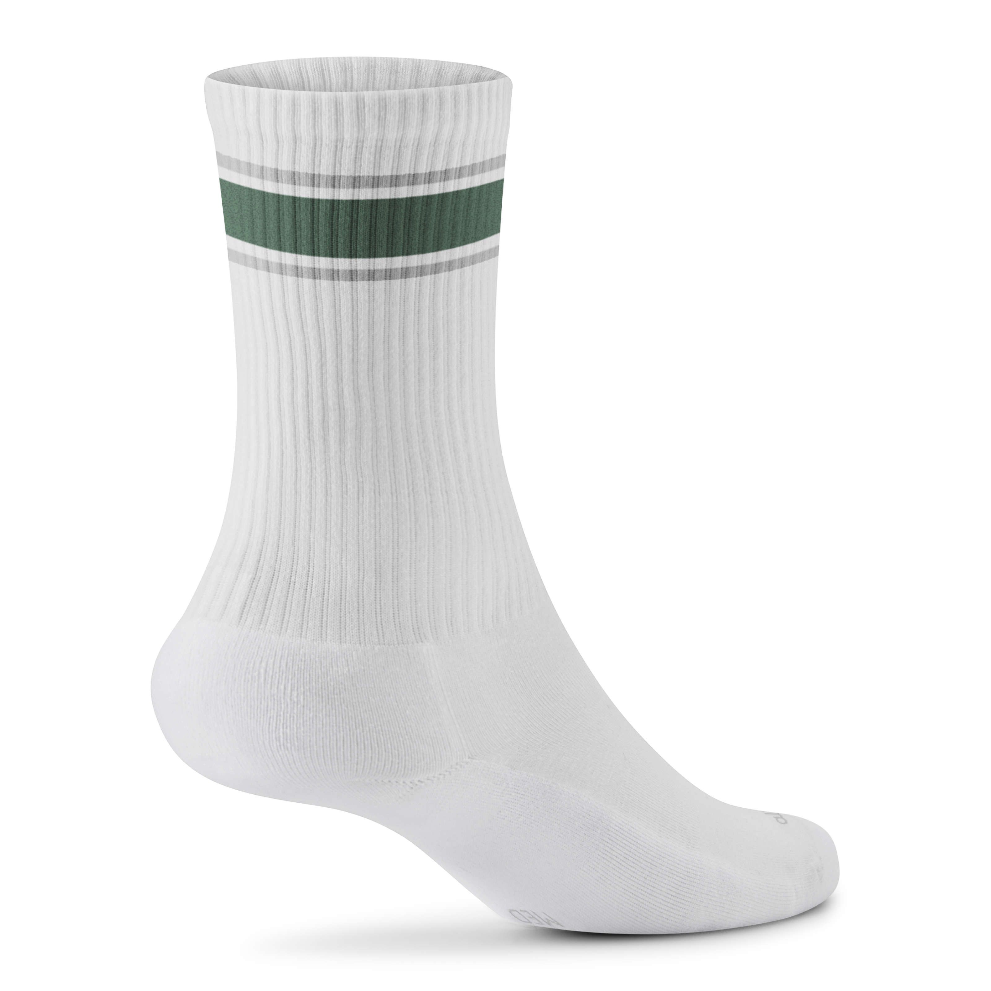 Anytime Crew Sock - Blizzard. Verdant Green (Light Grey Sole)