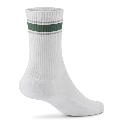 Anytime Crew Sock - Blizzard. Verdant Green (Light Grey Sole)